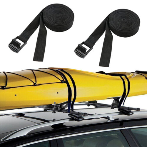 2PCS 3m Car SUV Roof Luggage Rack Surfboard Kayak Surf Tie Down Straps Kit Black - 第 1/12 張圖片