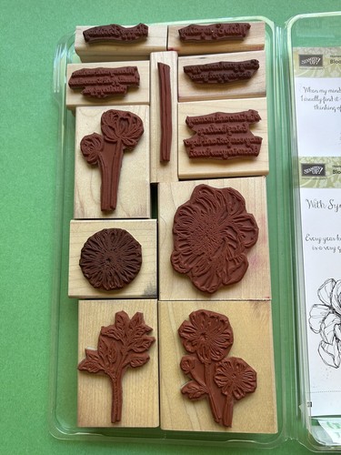 Stampin' Up! Wood Mounted Rubber Stamp Set RARE - BLOOM WITH HOPE - Complete Set - Picture 2 of 2