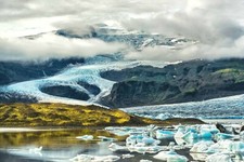 FLEECE Wallpaper-MOUNTAIN LAKE-(6902ah) Nature Mountains Ice River Meadow XXL Wall Art