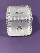 WATERFORD CRYSTAL PAPERWEIGHT - ABC Alphabet Block - Frosted - 2" Square