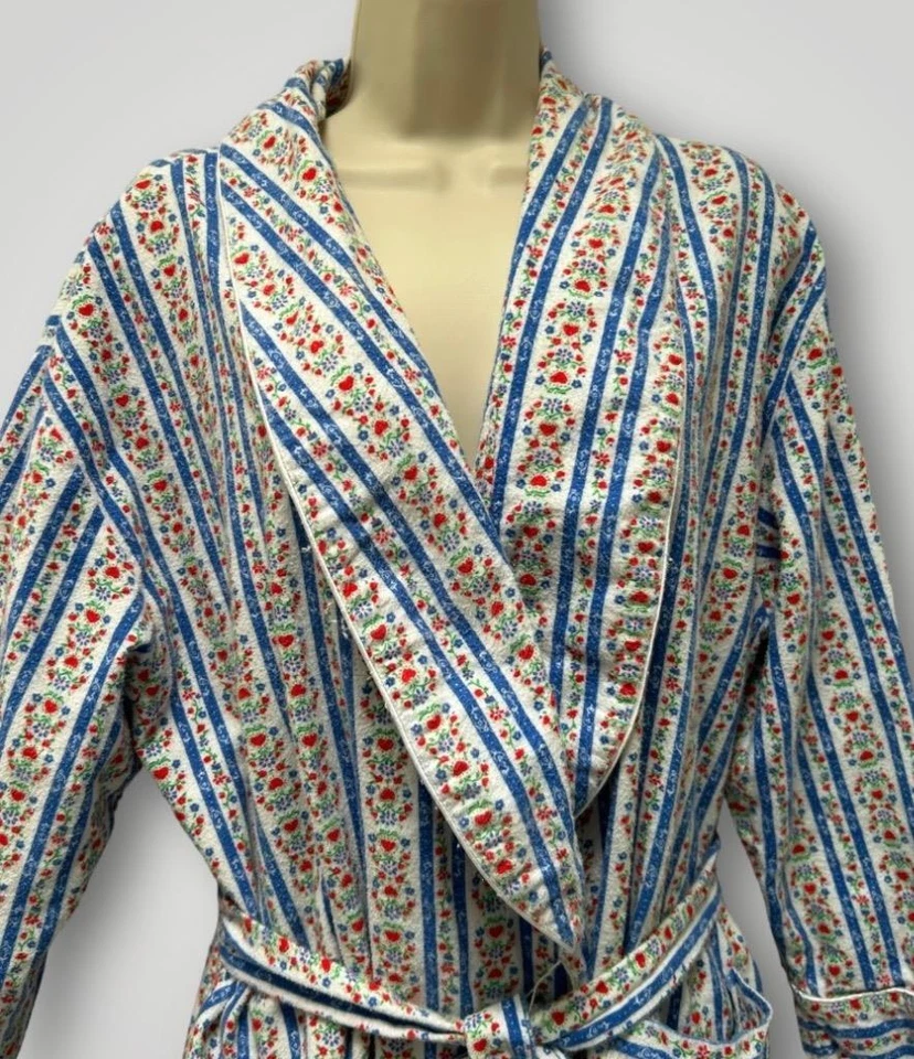 Bata Lanz of Salzburg M franela tirolesa corazones largos flores rayas algodón Foto 2 de 4