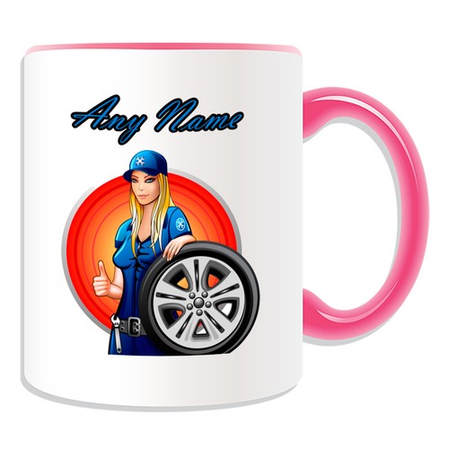 Personalised Gift Hot Mechanic Girl Mug Money Box Cup Name Tea Garage Car Sexy - Picture 10 of 20