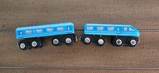 Circo Wooden Railroad Train Blue Cars Set of 2 Magnetic Brio Thomas Compatible