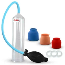 LeLuv Penis Vacuum Pump EasyOp Bgrip Light Blue Silicone Hose 3 Sleeves, Tension