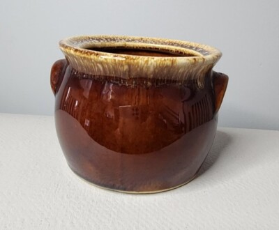Vintage Hull Pottery Brown Drip Oven Proof Individual Bean Pot No Lid