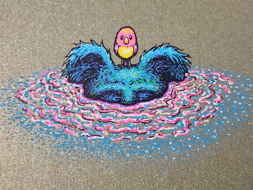 MARQ SPUSTA Two Poppin Through Olive Sparkle LE Mini Art Print Poster Bear Bird - Picture 3 of 4
