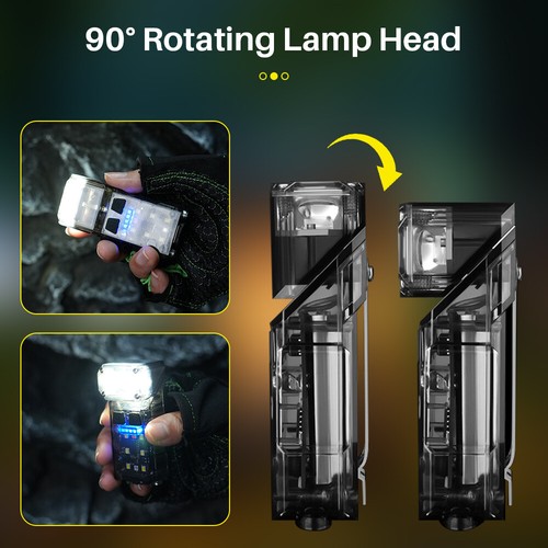 90000LM Induction Rotatable Keychain Light Rechargeable 10 LED Keychain 5 Stops - Picture 6 of 15