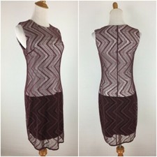 BAILEY 44 Anthropologie Plum White Black Lace Overlay Shift Dress Women sz Small