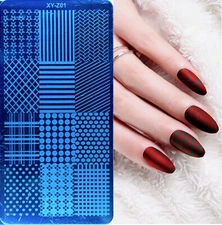 Dots Plaid Nail Art Stamping Plates Stripe Twill Graphic Geometric Metal Plates