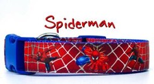 Spiderman dog collar handmade adjustable buckle collar 1" or 5/8" wide or leash 