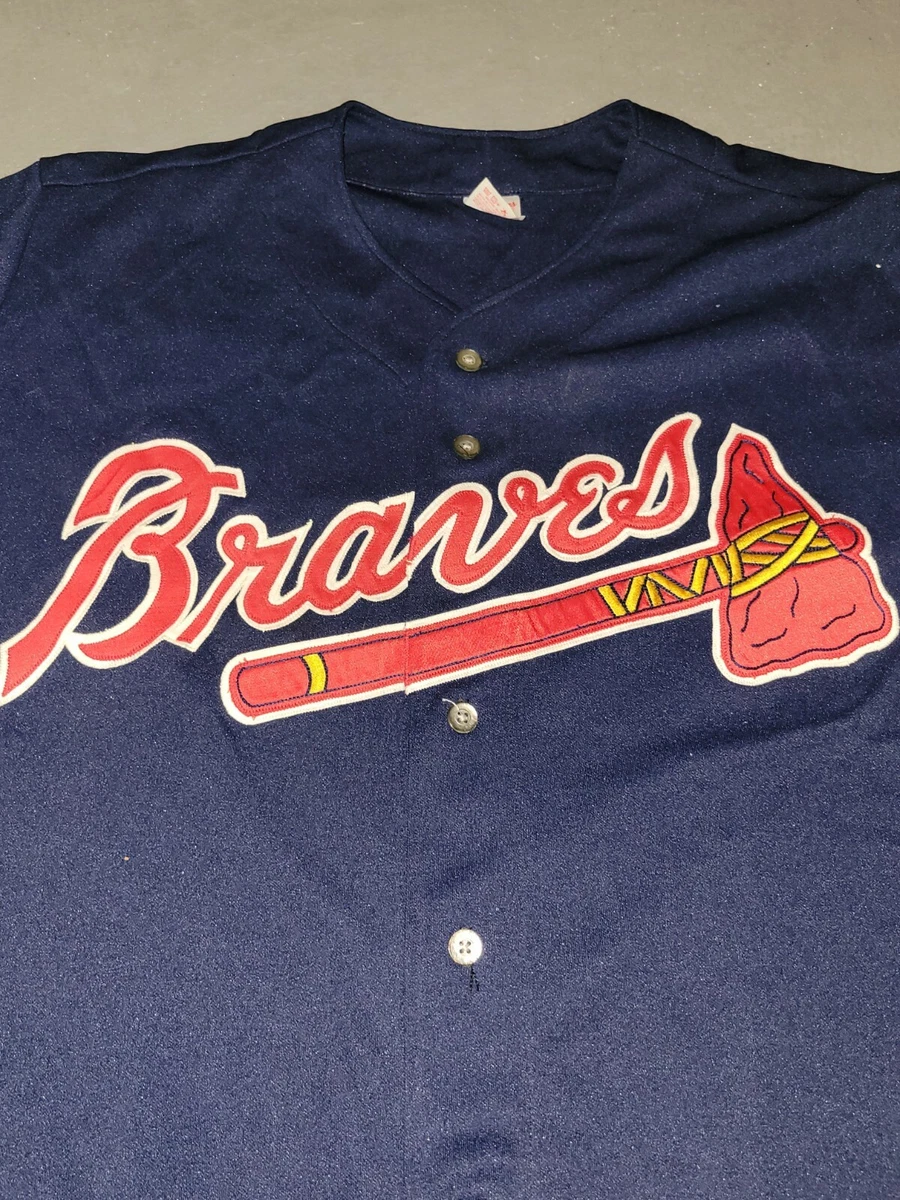 BLANK VINTAGE AUTHENTIC ATLANTA BRAVES JERSEY RAWLINGS 50 XL RARE BLUE