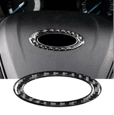 Real Carbon Fiber Steering Wheel Center Emblem Ring Trim Fits 15-20 F-150 Mondeo