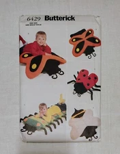 Vintage Butterick 6429 Sewing Pattern Bug Pillow Covers Unisex All Ages
