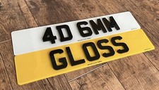 4D GLOSS BLACK 6MM ACRYLIC PAIR OF ROAD LEGAL NUMBER PLATES DIRECT REPLAEMENT