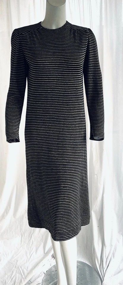 Vestido Suéter Vintage Givenchy Nouvelle Boutique Rayas Tejido Metálico Foto 2 de 4