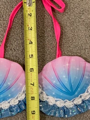 Mermaid Bikini Swimsuit Costume size Asian 120 US 6x/7 Padded Clams Top Ruffle - Picture 13 of 17