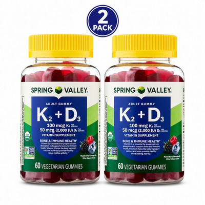 Spring Valley Vitamin K2 + D3 Gummies 2 Pack 60 Ct Bone & Immune Support