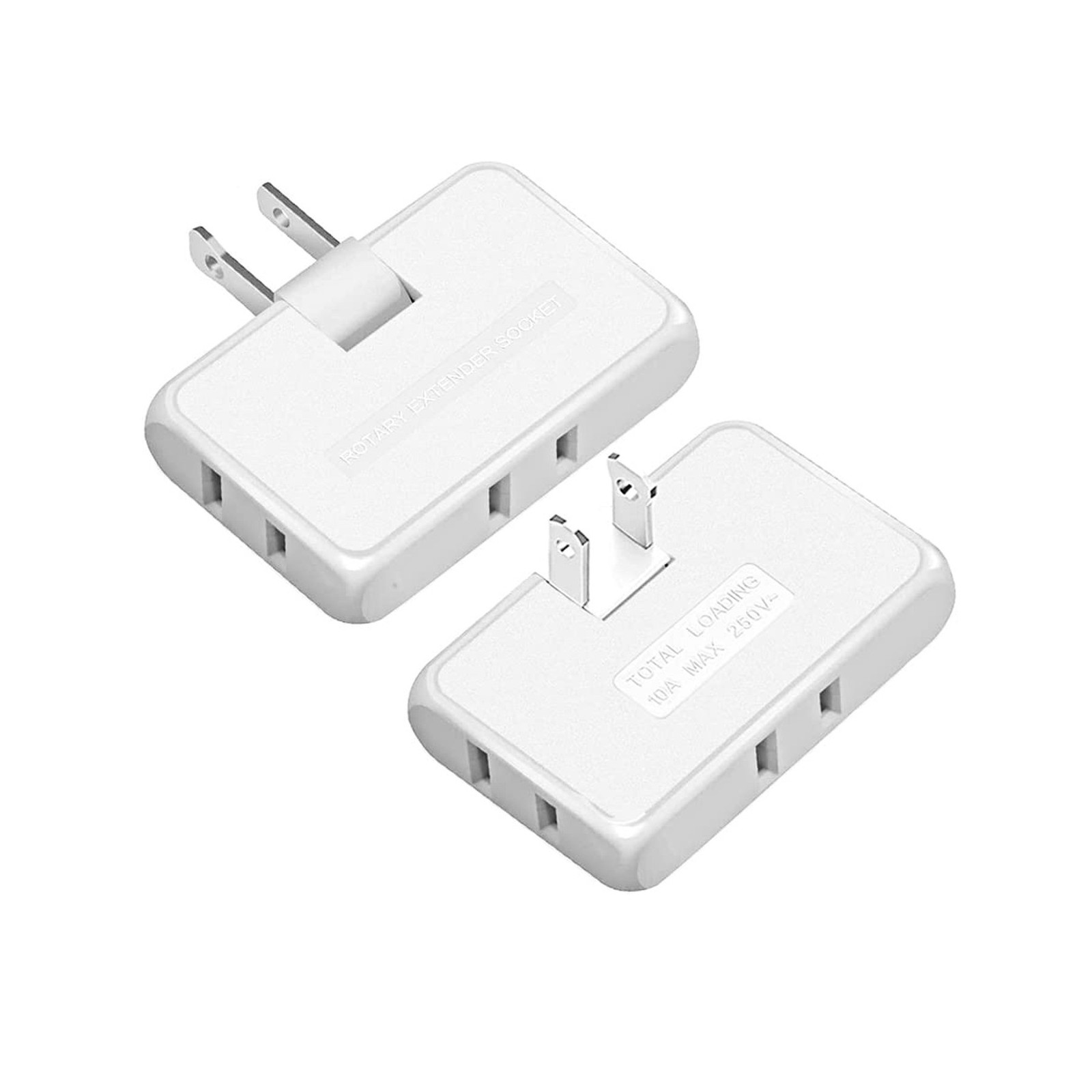 3 Way Flat Wall Outlet Extender,2 Prong180 Degree Portable S