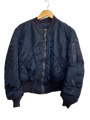 ALPHA Industries Flight Jacket 38 Nylon Navy Plain Used