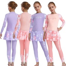 Kids Girls Swimwear Dress Sets With Pantskirt Outfits Surfing Long Sleeve Beach