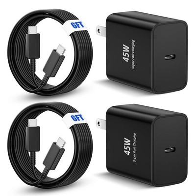 45W Type-C Fast Charger with 6FT USB-C Cable for Galaxy S21/S20 - Super Fast