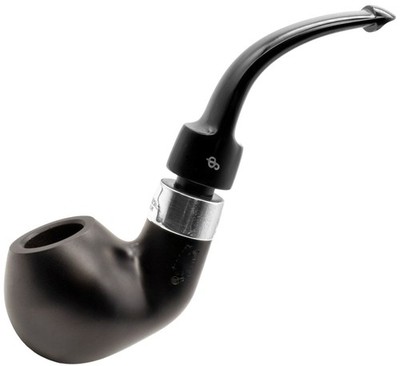Peterson Deluxe System 'Ebony' Silver Mounted Large Bent Apple Pipe (2s)