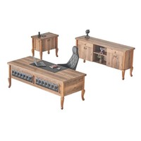 Schreibtisch Cheffsessel Sideboard Kommode BüRoeinrichtung Braun Schwarz