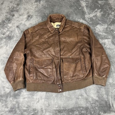 Adventure Bound Wilson's Leather Bomber Jacket Men's Large Brown Thinsulate