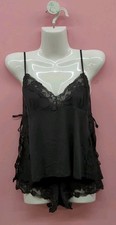 Victoria Secret Ribbed Modal And Lace Cami Shorts Set Small Black