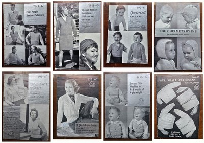 8 x P&B Wolle Vintage Strickanleitungen (Nr.720/1415/492/314/391/352/406/646)