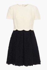 VALENTINO Virgin wool Heavy lace Dress Women Size 4 Silk Genuine