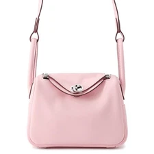 Hermes Lindy Mini Rose Sakura/Silver Hardware Swift K Stamp 2way Shoulder