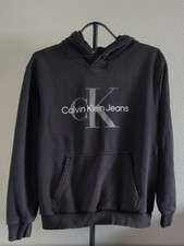 Men's Calvin Klein Jeans Black Monogram Logo Pullover Hoodie Size Small