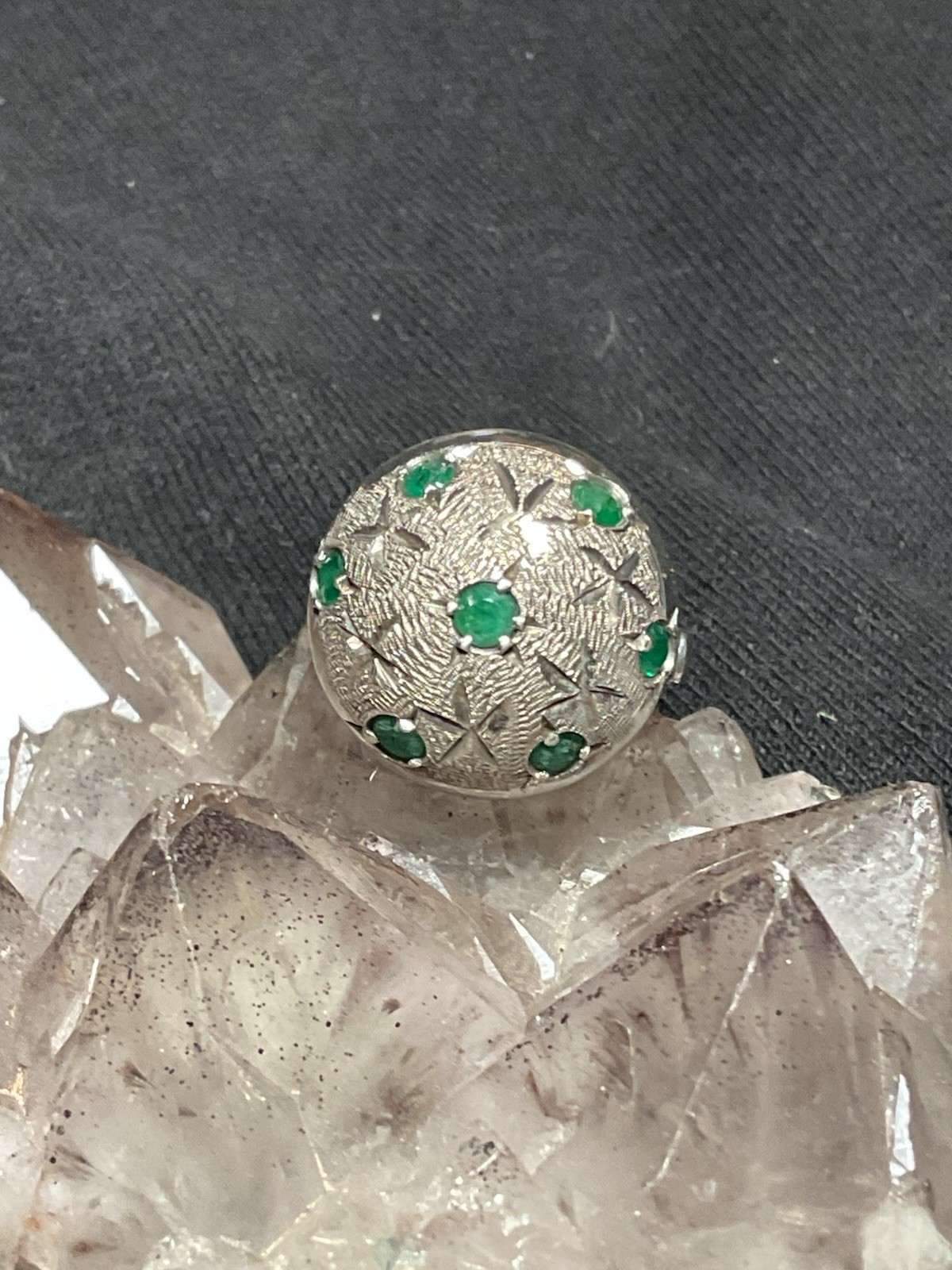 Emerald .925 Silver Globe Ring 7 - image 1