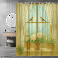 Birds and Roses Shower Curtain for a Charming Bathroom Decor