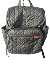 Skip Hop Forma Quilted Diaper Backpack Bag - Black Zipper Pockets Organization