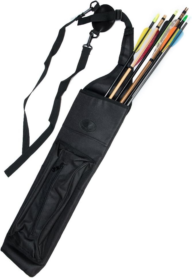 Lightweight Black Canvas Arrow Quiver with Adjustable Straps - 21.6" for Archery