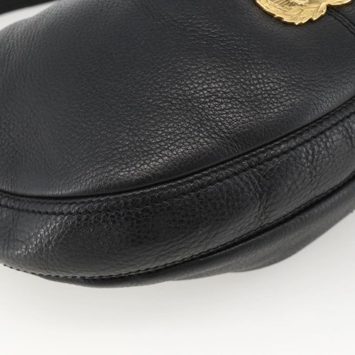 BURBERRY Shoulder Bag Leather Black Gold Auth 174317A - Afbeelding 14 van 24