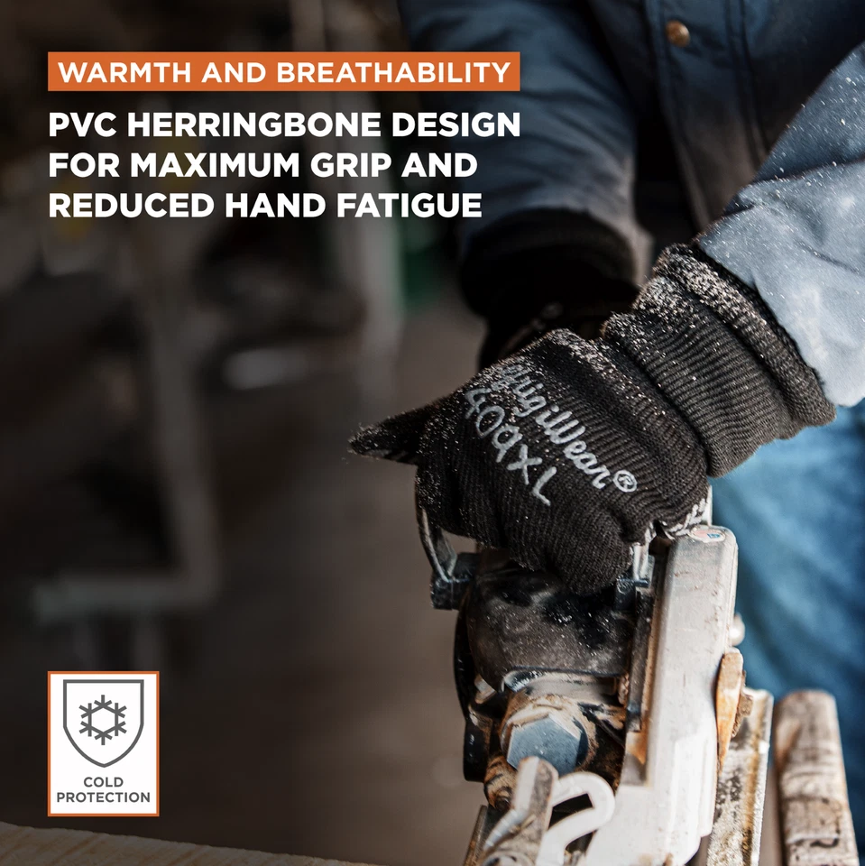 Luva de aperto RefrigiWear Herringbone - Luvas de trabalho antiderrapantes duráveis para frio - Imagem 4 de 4