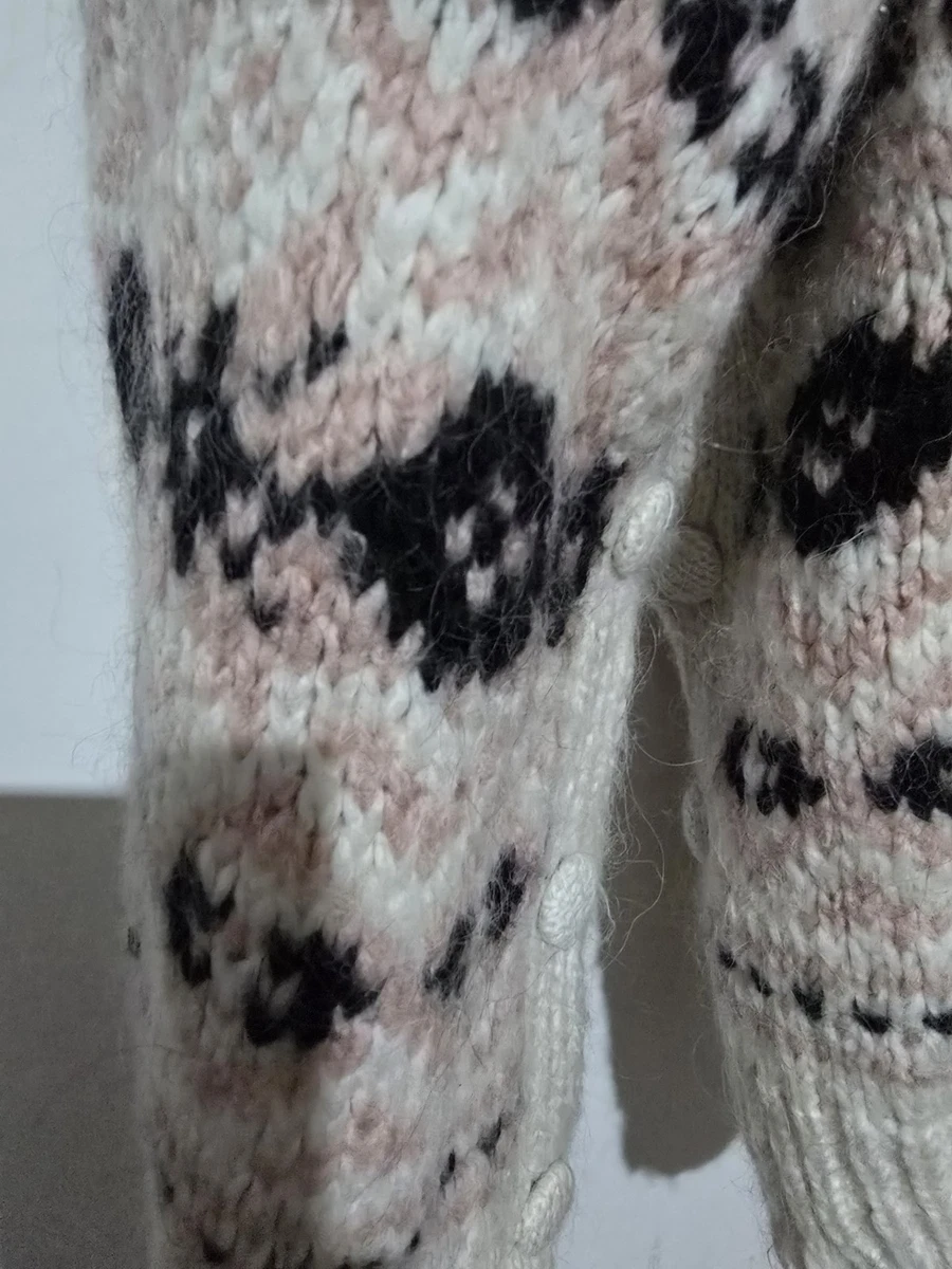 Zara Oversized Alpaca Wool Blend Knit Jumper Nordic Style Fair Isle Pattern M L 