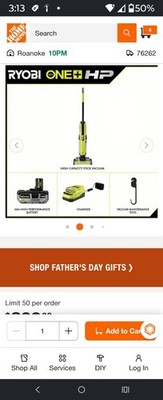New Open Box RYOBI ONE+ 18V HP High-Capacity Stick Vacuum Kit Green PBLSV718B