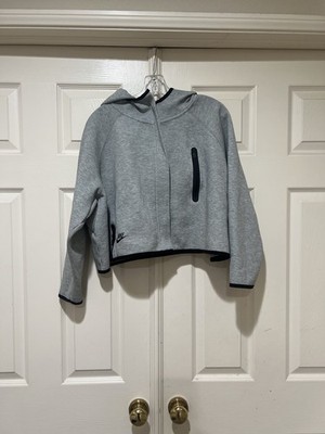 Nike Womens NSW Sportswear Tech Fleece Cape Hoodie Grey Black Size Medium