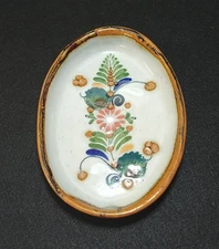 Tonala Trinket Dish Pottery Handmade Folk Art Whimsical 6.5" X 4.75" Vintage