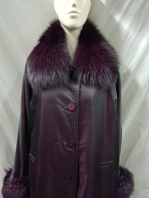 Damen Jacke Stoff wasserdicht Echtfellkragen Fuchskragen Gr. 48