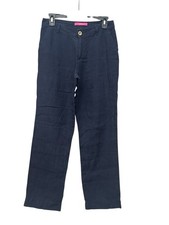 Lilly Pulitzer Pants Wide Leg 100 Linen Sz 2 Blue Pull On Resort Coastal O8-4