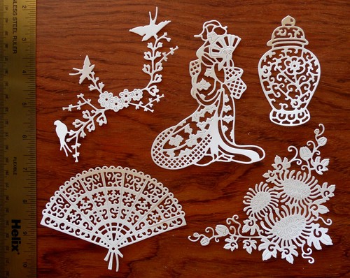 ๐ Chinese Japan Good Fortune Fu Card Topper Tattered Lace Paper Cut Out Asia - Picture 27 of 78