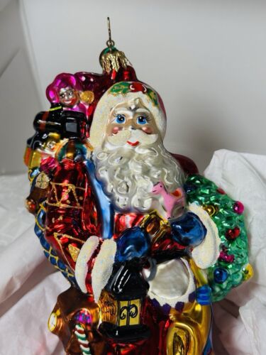 Christopher Radko großer und üppiger Weihnachtsmann Glas Weihnachtsschmuck 7 Zoll - Bild 2 von 8