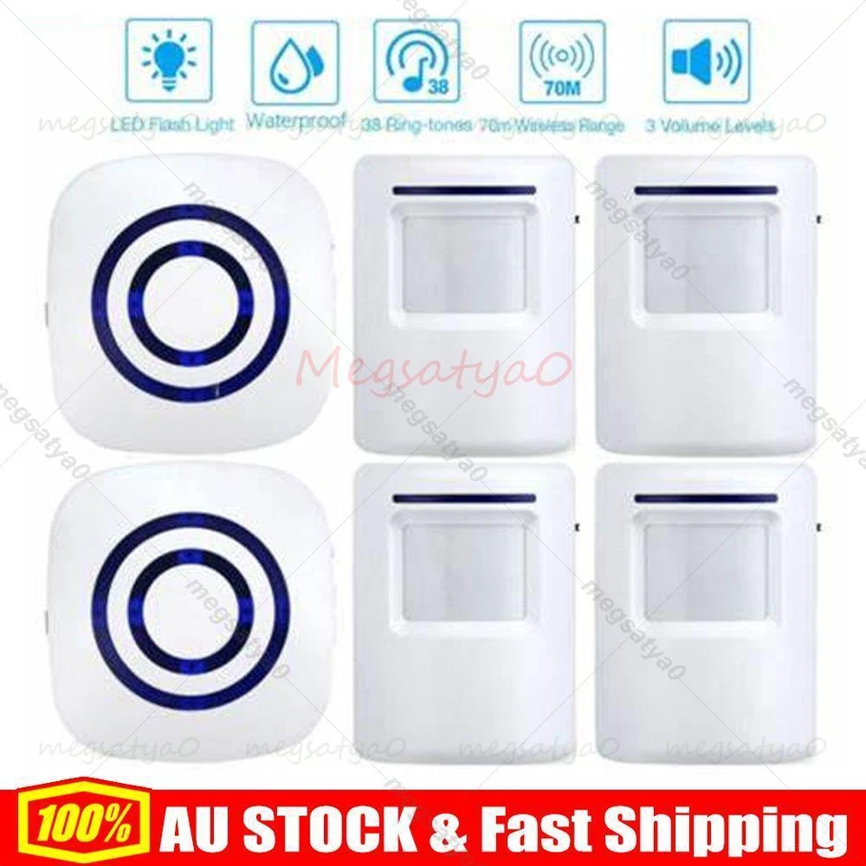 Wireless Motion Sensor Detector Welcome Entry Door Bell Gate Chime Alert Alarm