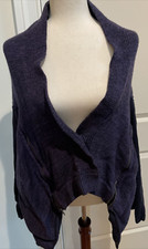 Lululemon US 8 Wrap It Up 100 Merino Wool Cardigan Sweater Elbow Patches Purple