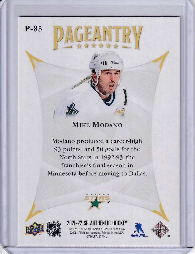 2021-22 SP Authentic Pageantry Mike Modano Dallas Stars #P-85 - Image 2 of 2